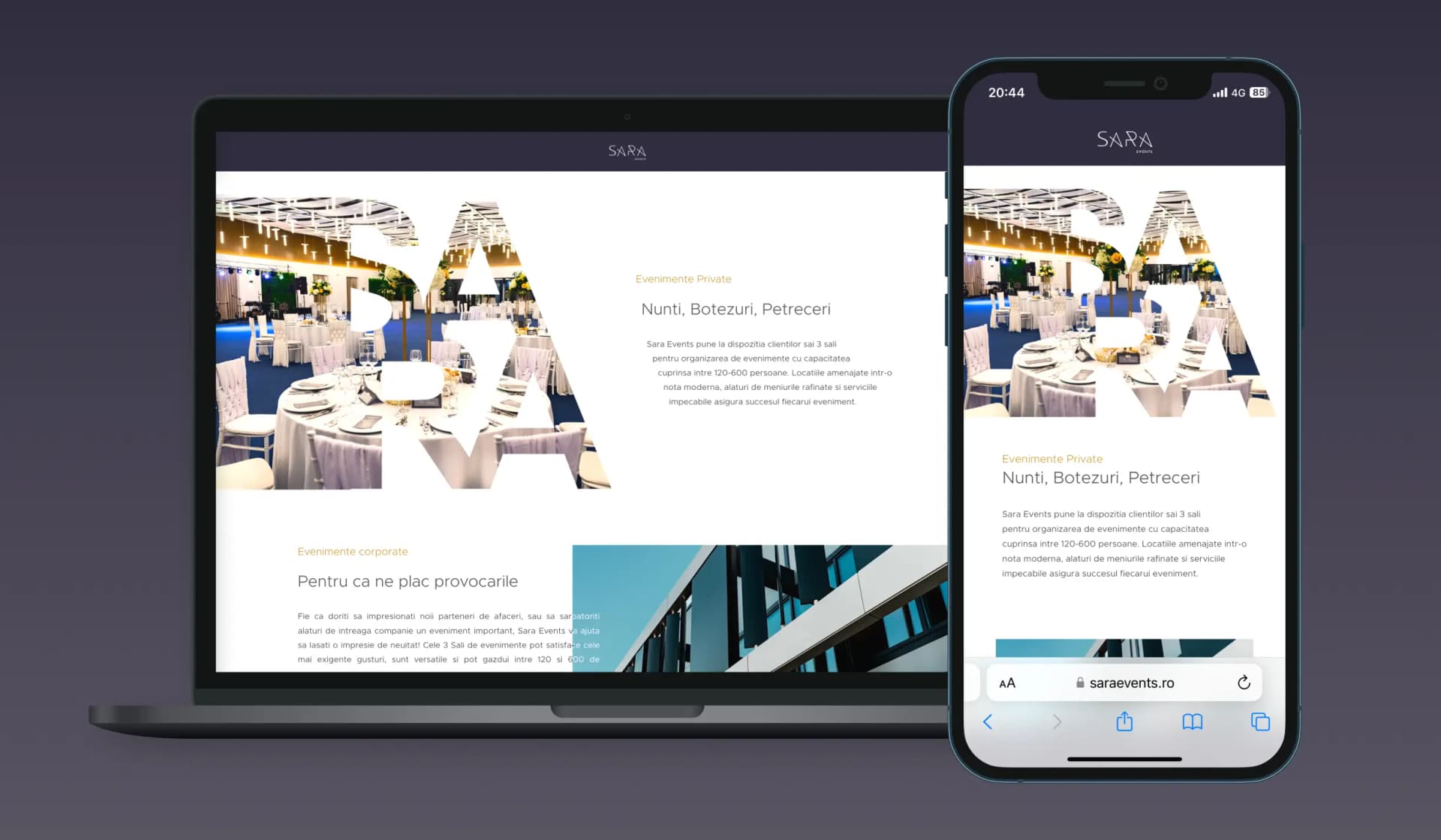 SaraEvents.ro website screenshot 2