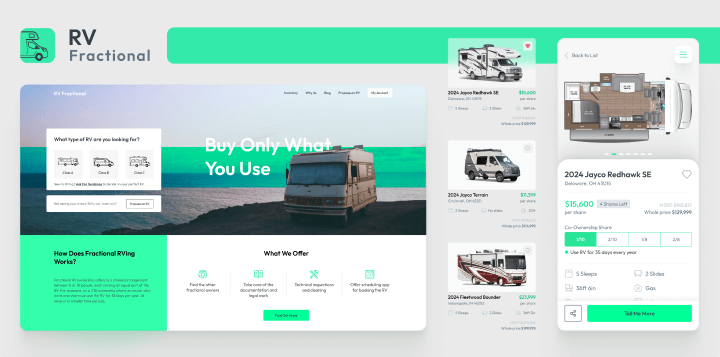RVFractional web and mobile landing pages