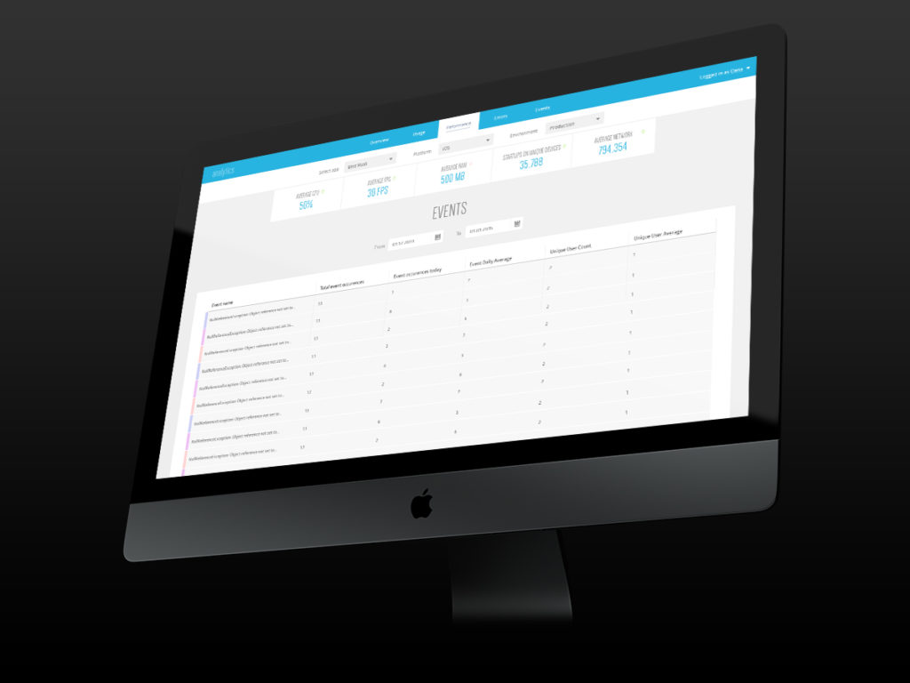 Web-based Administration Dashboard - Events